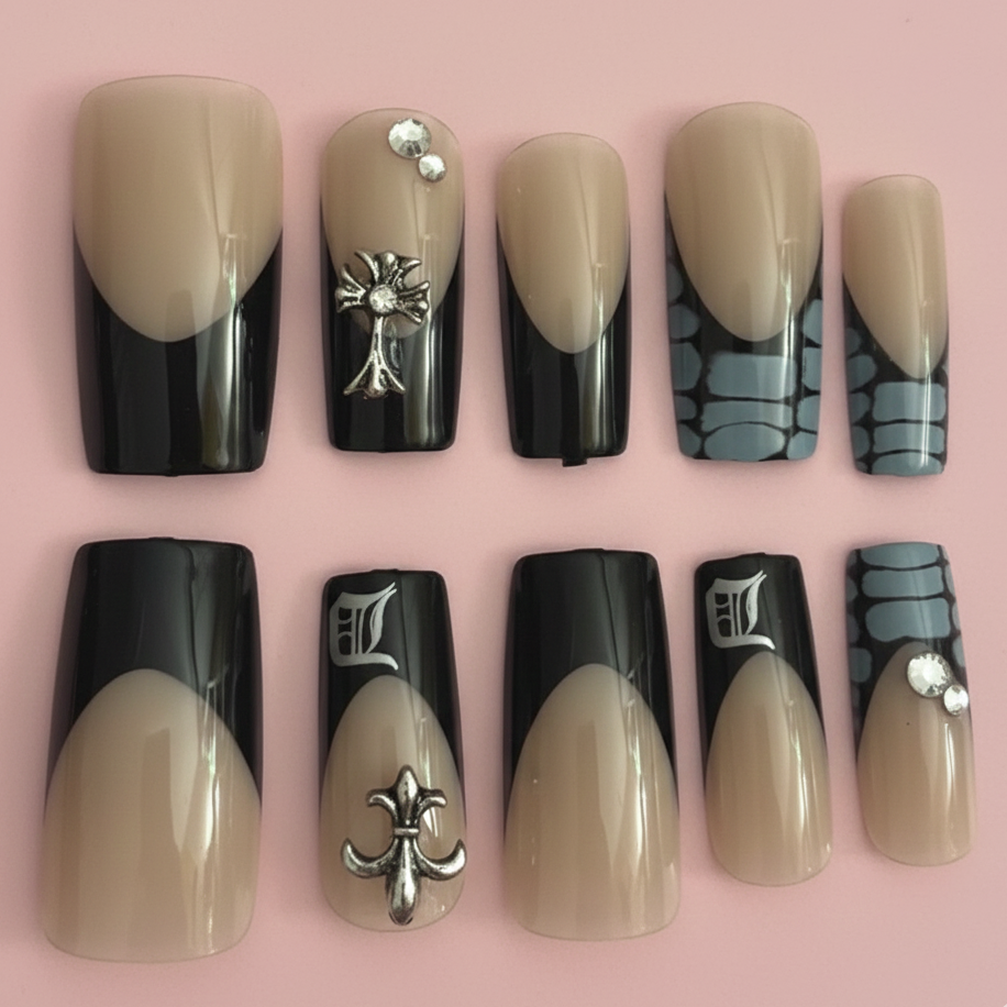 Chrome Cross Press on Nails