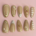 Golden Bloom Press on Nails