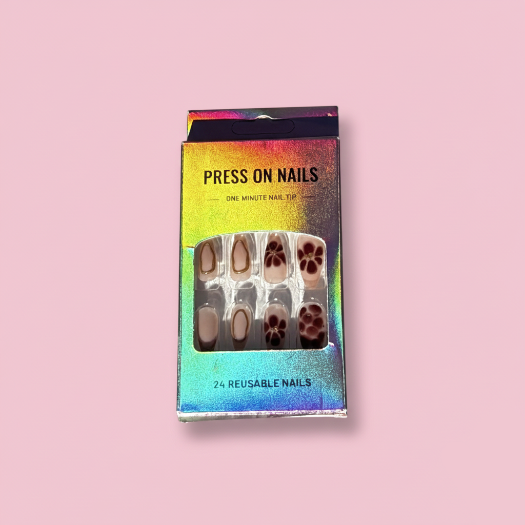 Flower Press on Nails